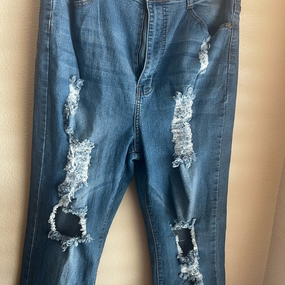 Distressed Blue Women's Jeans - Picture 3 of 7